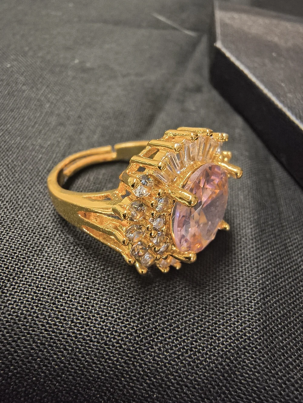 Gold-Tone Purple Crystal Statement Ring - Women's Fashion Jewelry